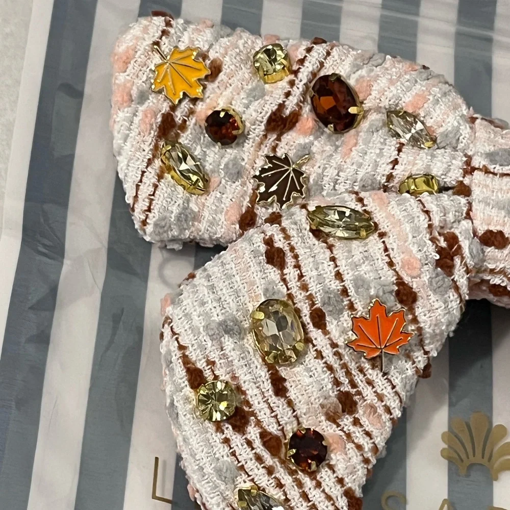 LELE SADOUGHI AUTUMN BOUCLE FALLING LEAVES CRYSTAL BOW BARRETTE